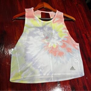 Adidas Pastel Tie Dye Crop Aeroready Running Tank, XS